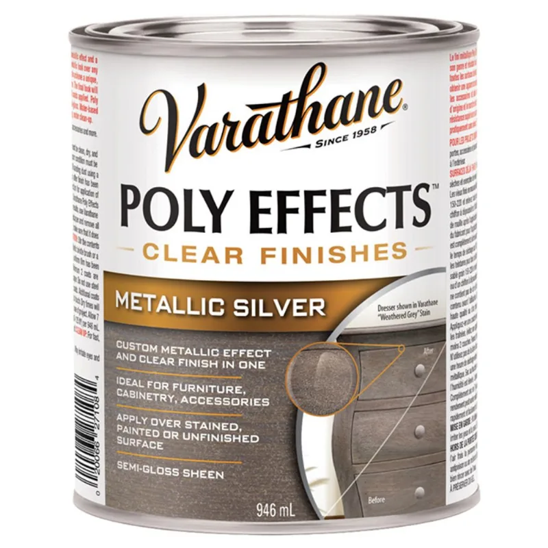 Rust-Oleum Varathane Poly Effects - Clear Finish - Metallic Silver - 946 mL