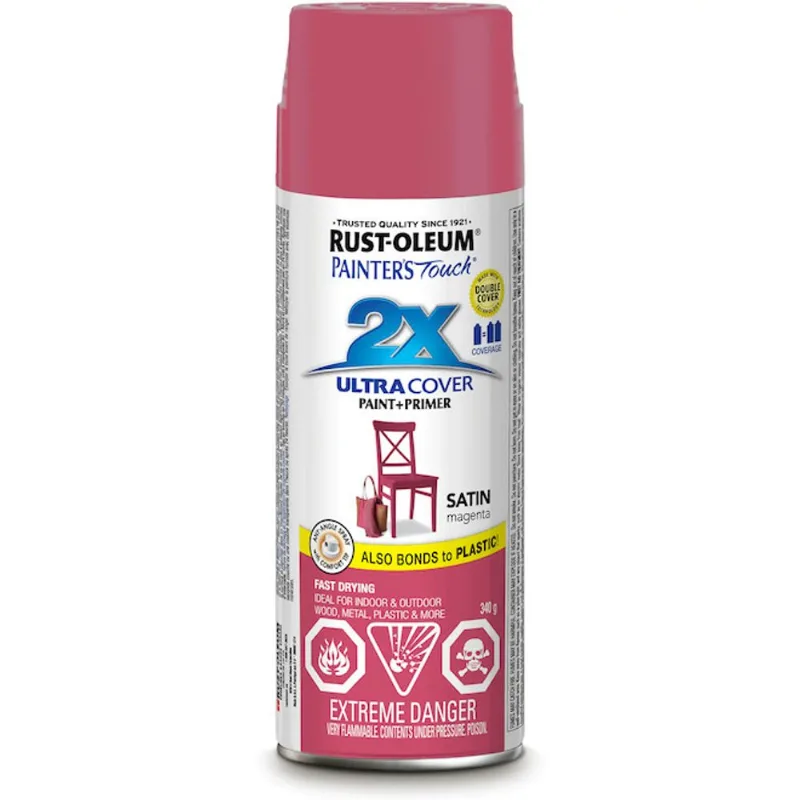 Rust-Oleum Painter's Touch Ultra Cover Spray Paint and Primer - Magenta - Satin Finish