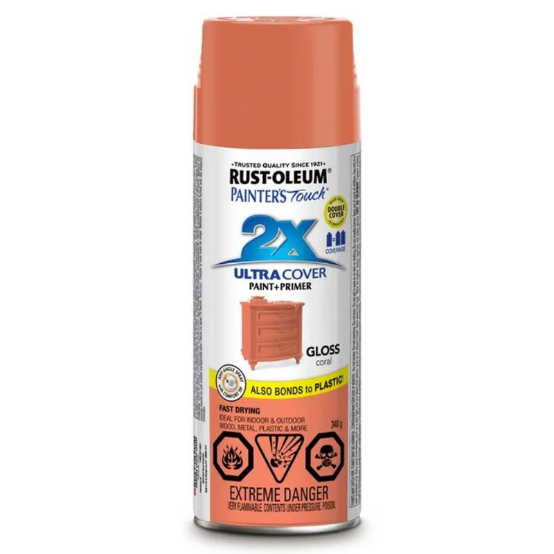 Rust-Oleum Painter's Touch Ultra Cover Spray Paint and Primer - Coral - Gloss Finish