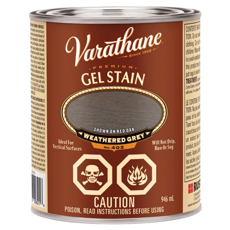 Varathane Interior Premium Gel Stain - Oil-Based - Opaque - Weathered Grey - 946 ml