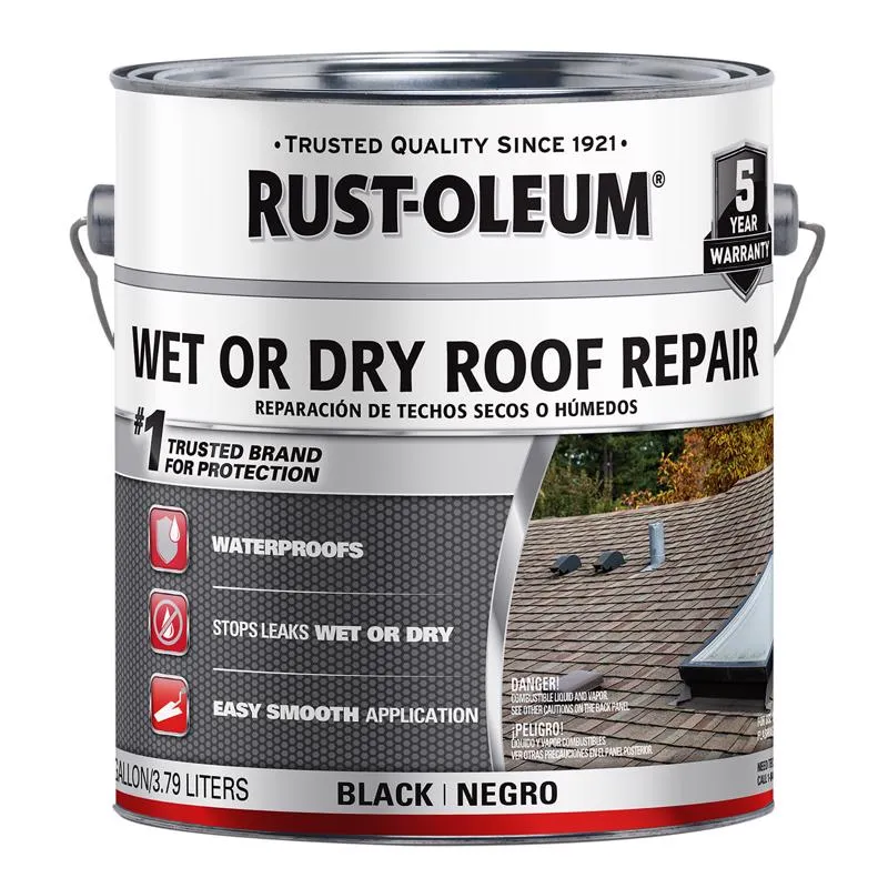 Cimento De Telhado De Superfície Úmida/seca Rust-oleum Black Asphalt 3.78l