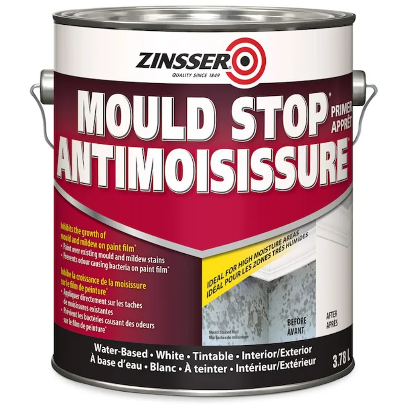 Zinsser Mould Stop Primer Water-Based Tintable White for Interior and Exterior - 3.78 L