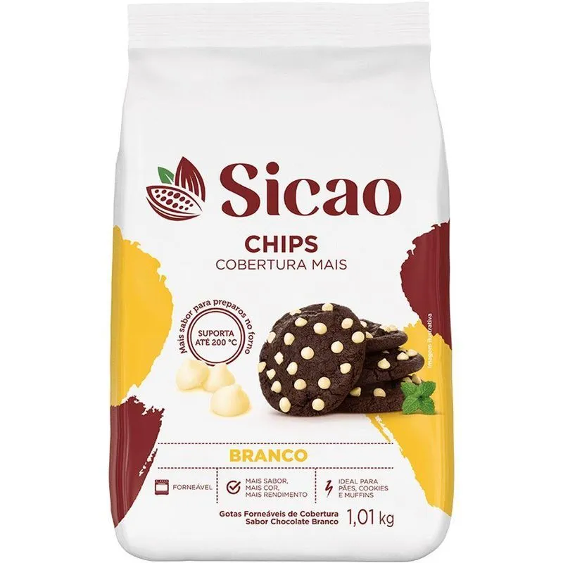 Cobert. Chips Choco. Branco Gotas 1.01kg Sicao