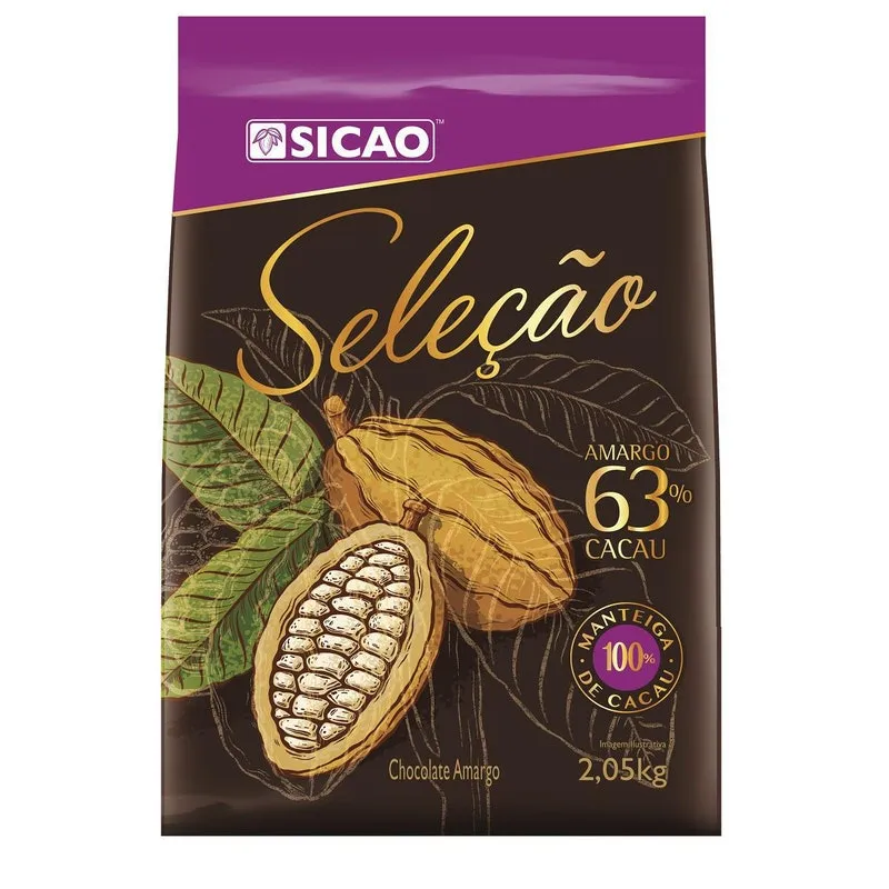 Pacote Chocolate Amargo 63% Selecao Sicao 2Kg