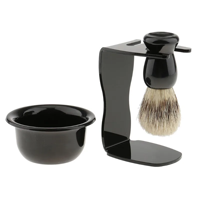 Conjunto De Barbear Masculino Escova De Barbear + Suporte De Acrílico + Tigela