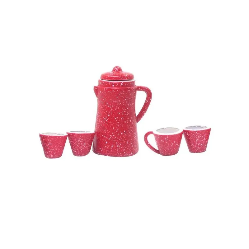 Conjunto De 5 Peças De Chaleira Com Tampa De Café E Chá De Porcelana