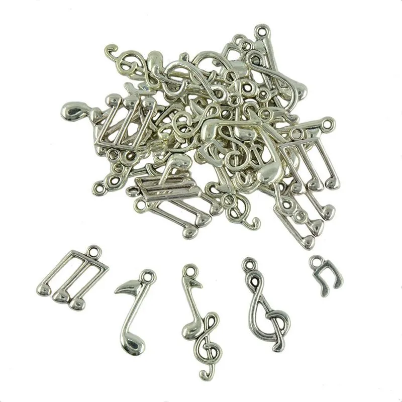 40 Peças De Prata Tibetana Mixed Music Note Symbol Diy Charms