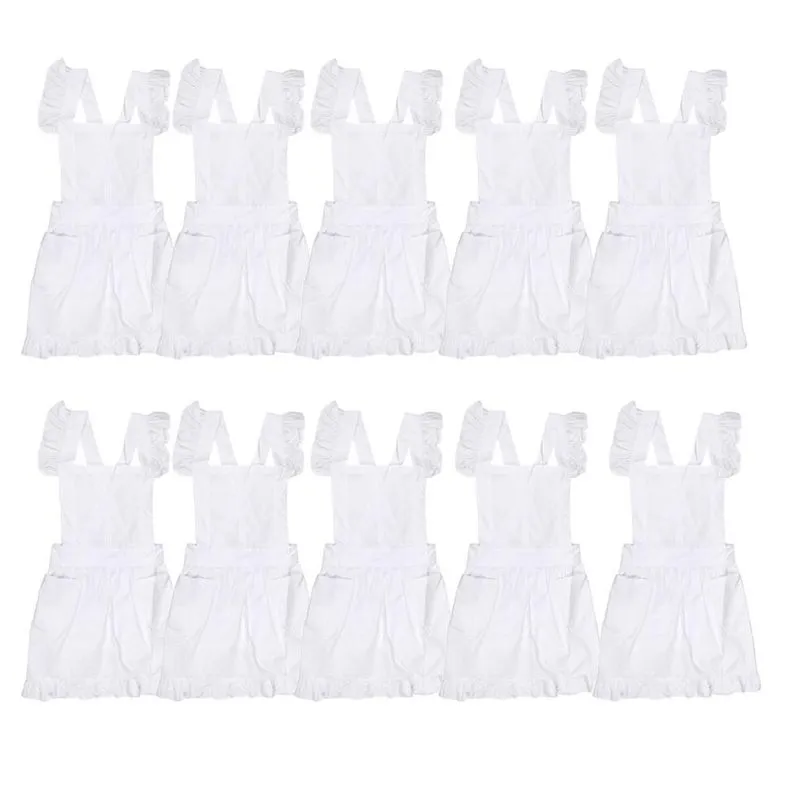 10pieces Victorian Avental Avental Empregada Rendas Traje De Bata
