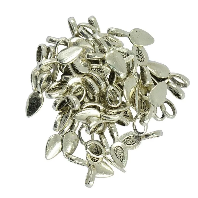 100 Peças De Cola De Folha De Prata Tibetana Em Bails Diy De 21 Mm