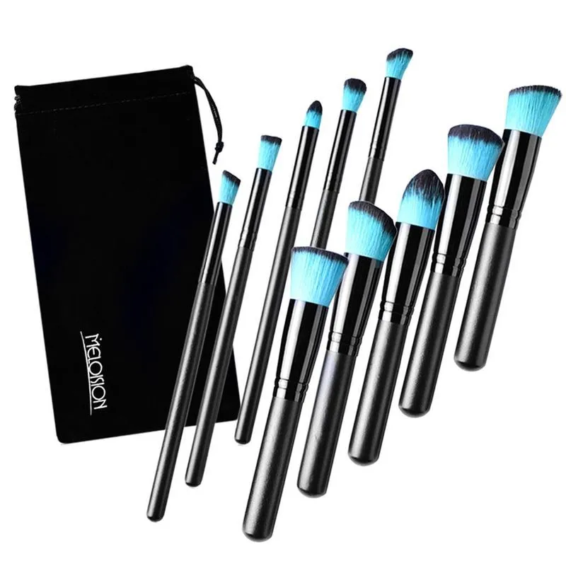 Conjunto De 10 Pincéis De Maquiagem Base Pó Sombra Para Os Olhos
