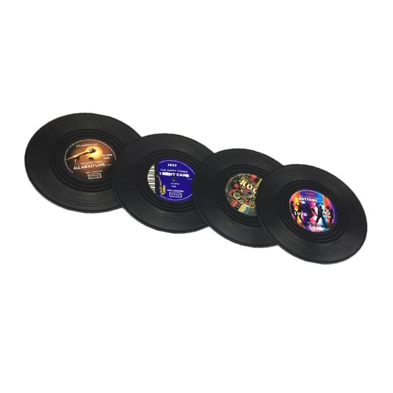 4 Pcs Copo Tapete Isolado Silicone Coaster Preto 10cm Em Dia
