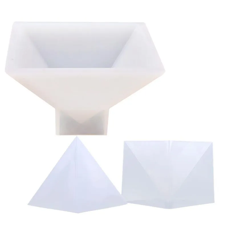2 Peças Forma De Pirâmide Molde De Silicone Resina Ornamentos Artesanato