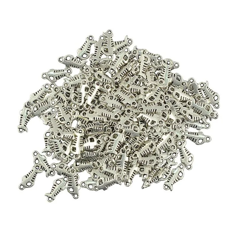 100 Peças De Amuletos De Osso De Peixe Náutico De Liga De Prata Tibetana