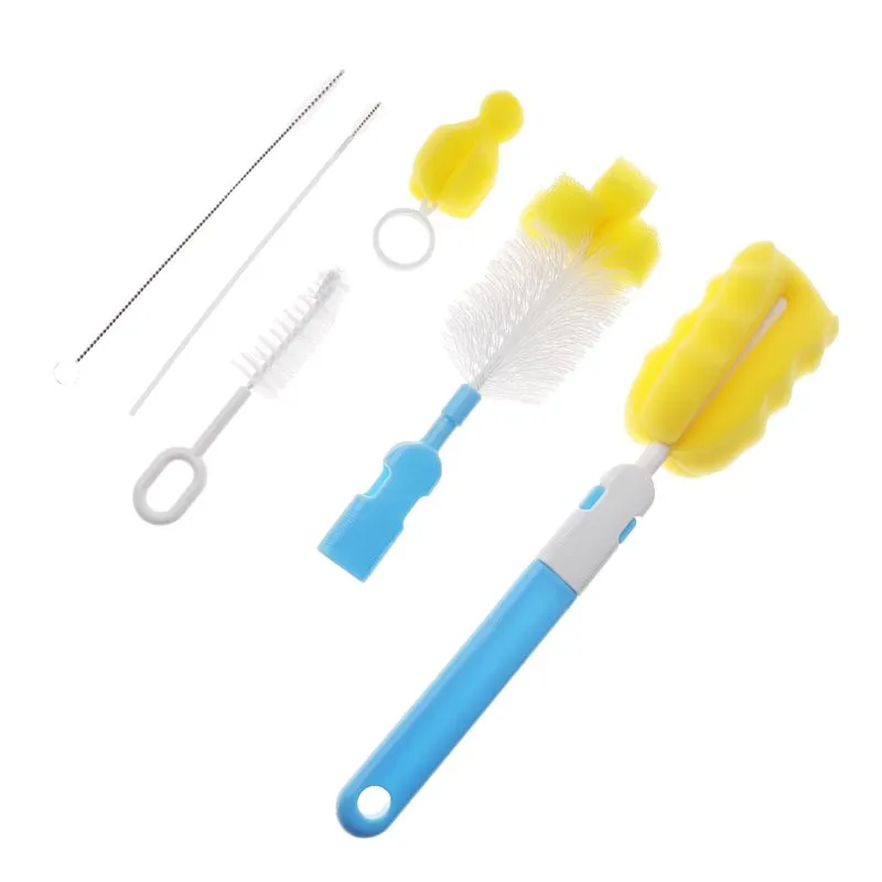 Kit De Limpeza De Escova De Garrafa 6 Em 1, Conjunto De Escova De Limpeza Azul