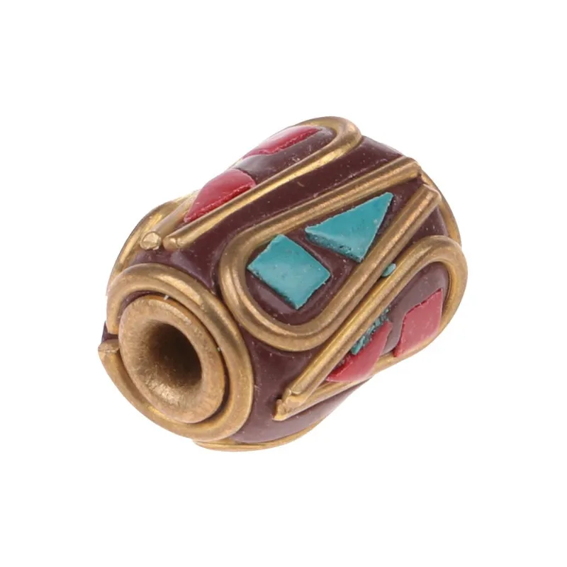 Contas De Latão Artesanais De Estilo Tibetano Do Nepal Com Coral E