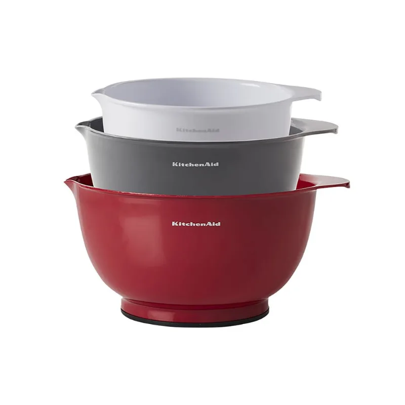Conjunto Bowls 3 Tigelas Bowls Branco Vermelho Cinza KitchenAid