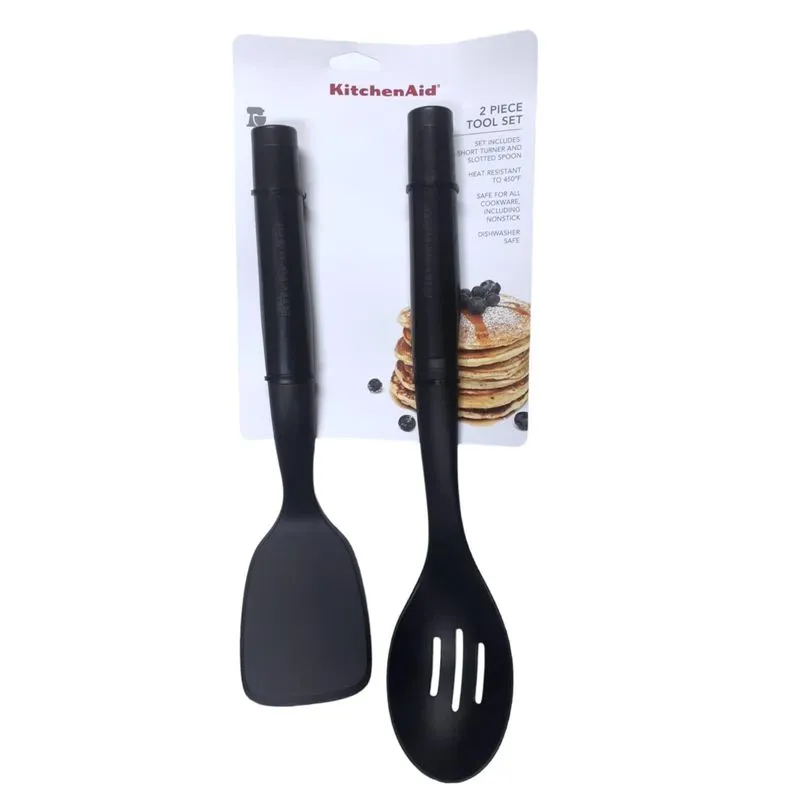 Kit Espátulas Em Nylon Kitchenaid 2 Peças Set Preto