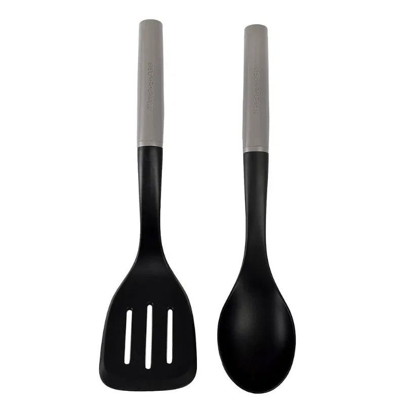 Conjunto de Espátula Perfurada e Colher Cinza KitchenAid