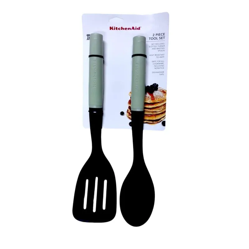 Kit Espátulas Em Nylon Kitchenaid 2 Peças Set Verde Claro