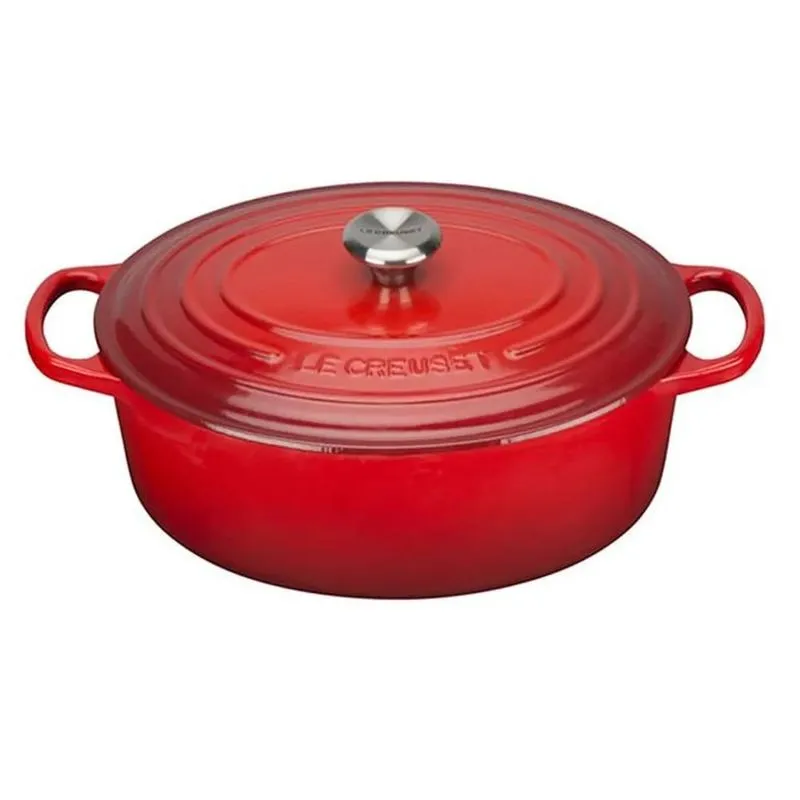 PANELA LE CREUSET SIGNATURE OVAL EM FERRO FUNDIDO VERMELHO 35CM 21178350602430