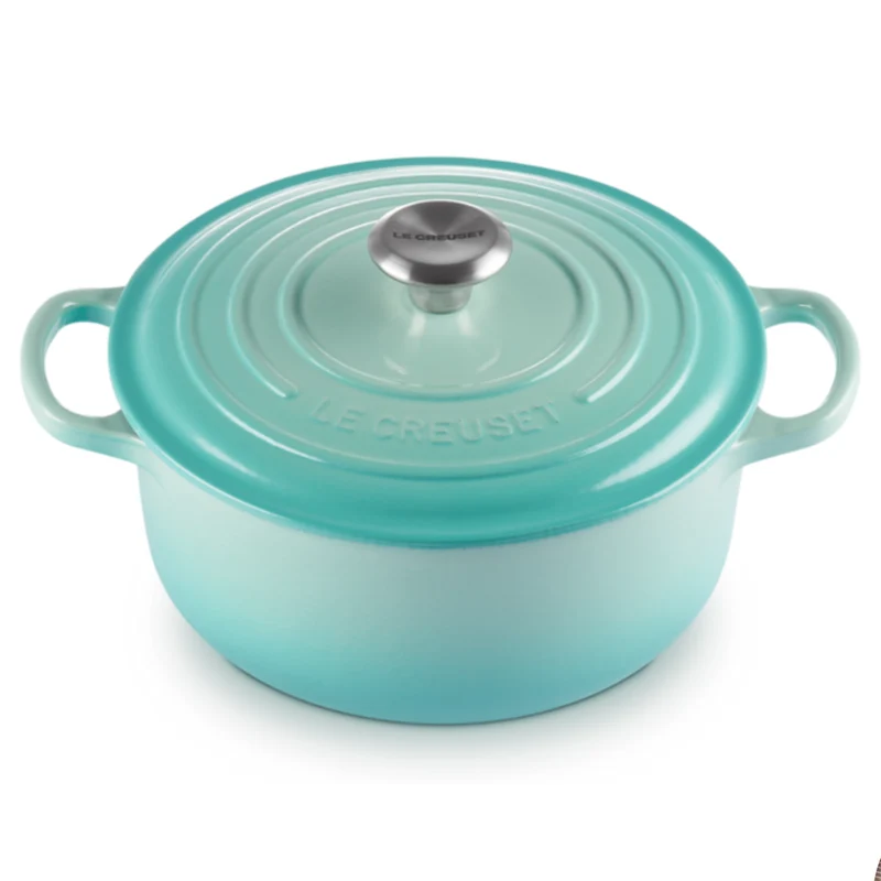 PANELA LE CREUSET REDONDA SIGNATURE EM FERRO FUNDIDO 24CM AZUL COOL MINT 21177244962430