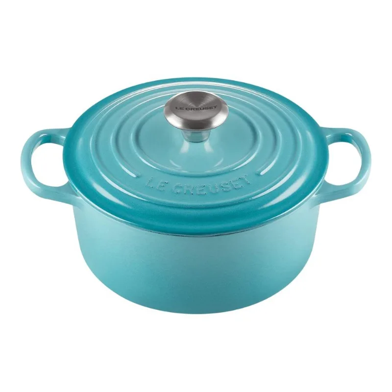 PANELA LE CREUSET REDONDA SIGNATURE EM FERRO FUNDIDO 16CM AZUL CARIBE 21177161702430