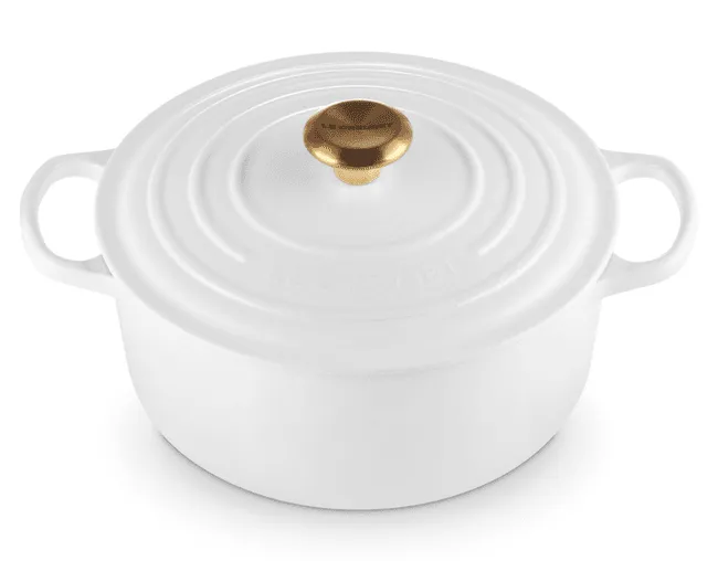 Panela Redonda Le Creuset Signature Pegador Dourado 6,7 litros 28cm White - 01.06.0263010
