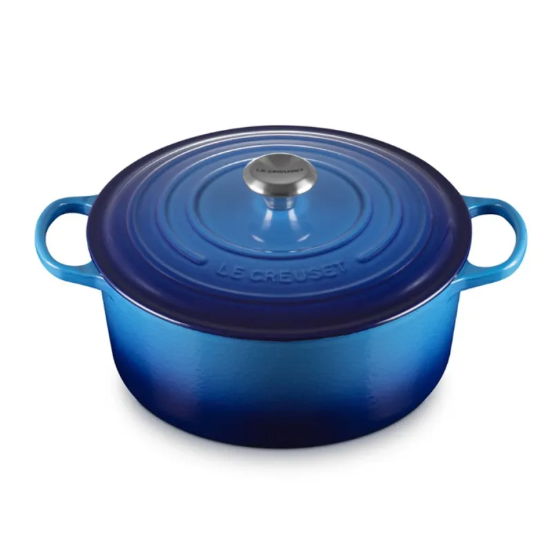 Panela Redonda Le Creuset 26 CM Sig Ferro Esmaltado Azure Blue - 01.06.0651220