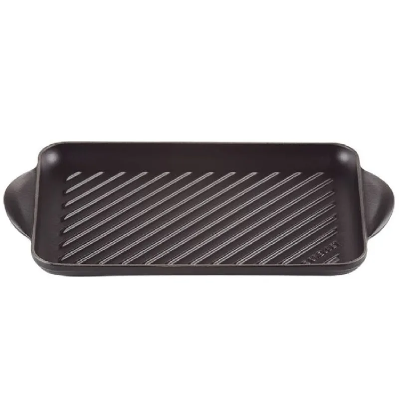 GRELHA RETANGULAR LE CREUSET TRADITION 32CM RASA EM FERRO FUNDIDO BLACK MATTE 20202320000460