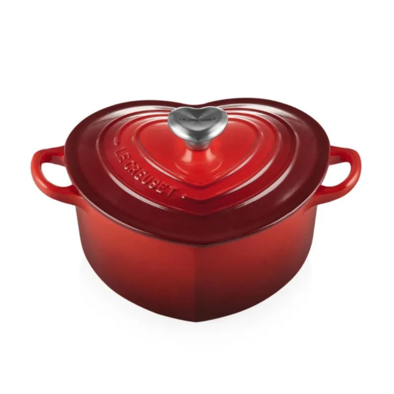 Panela Le Creuset Coração Tradition Com Pegador Coração Vermelho Em Ferro Fundido 20cm 21401200602455