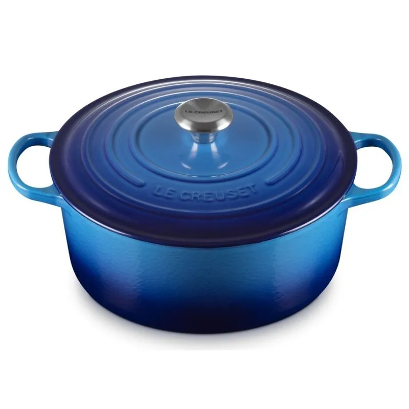 PANELA REDONDA LE CREUSET SIGNATURE 16CM EM FERRO FUNDIDO AZURE BLUE 21177162202430