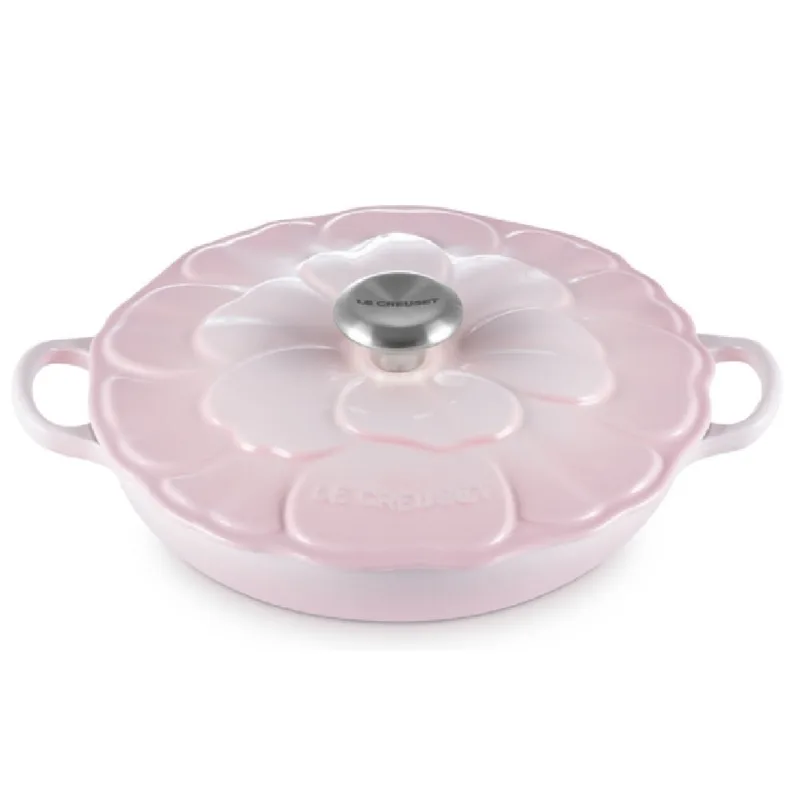CACAROLA BUFFET LE CREUSET SIGNATURE PETAL 26CM EM FERRO FUNDIDO SHELL PINK 21964267774430