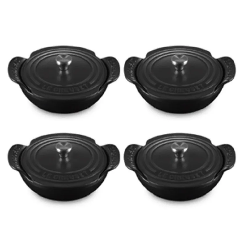 CONJUNTO 4 PANELAS BUFFET LE CREUSET GOURMAND COM TAMPA 13CM EM FERRO FUNDIDO BLACK MATTE 21502130000425