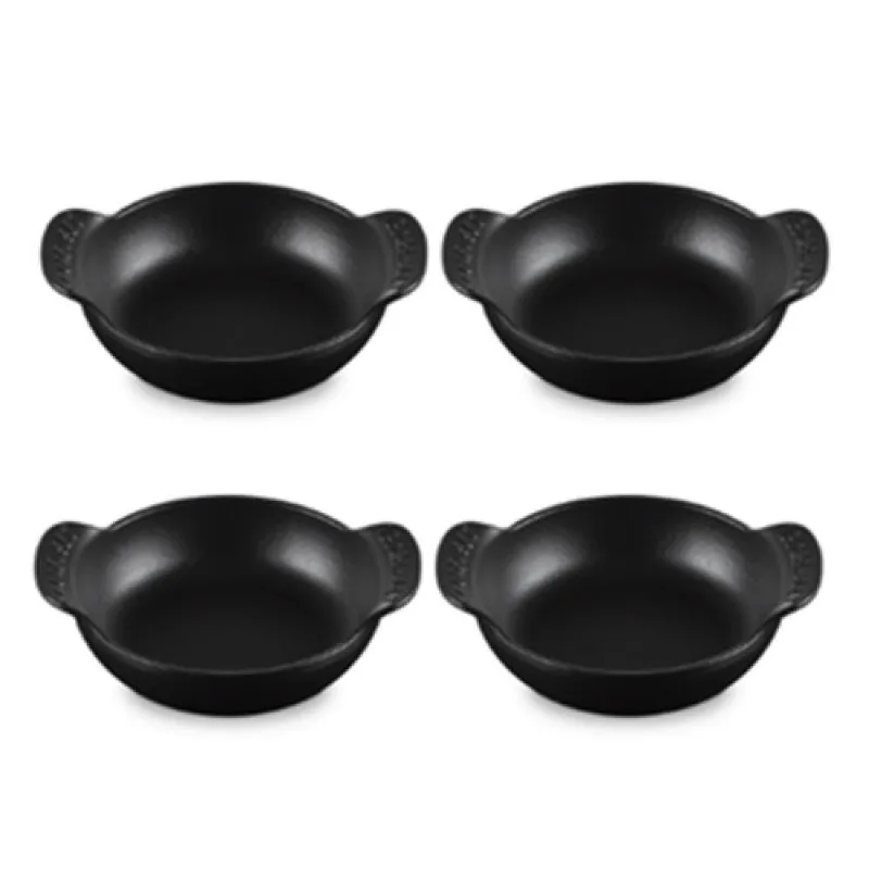 CONJUNTO 4 PANELAS BUFFET LE CREUSET BASE GOURMAND SEM TAMPA 13CM EM FERRO FUNDIDO BLACK MATTE 20502130000425