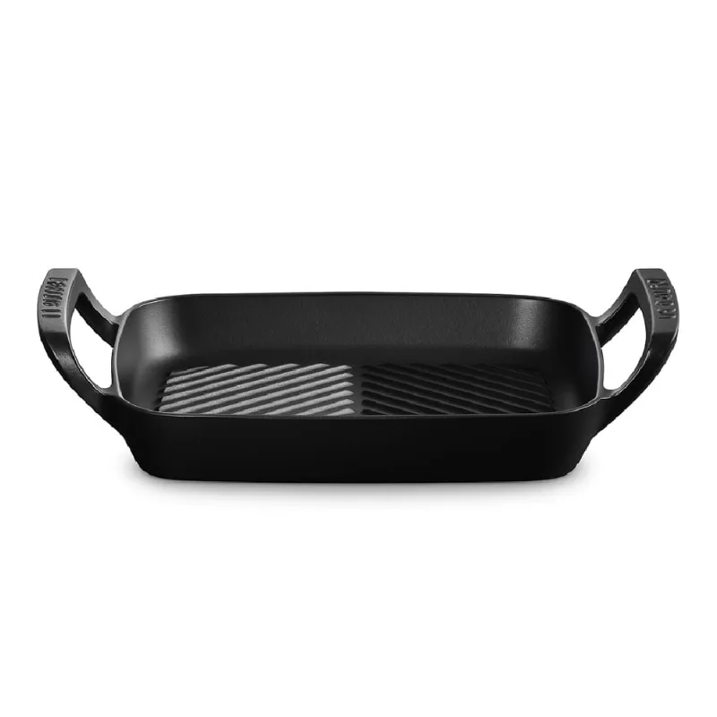 GRELHA QUADRADA LE CREUSET ALPINE 26CM COM ALÇAS EM FERRO FUNDIDO BLACK MATTE 20275260000005