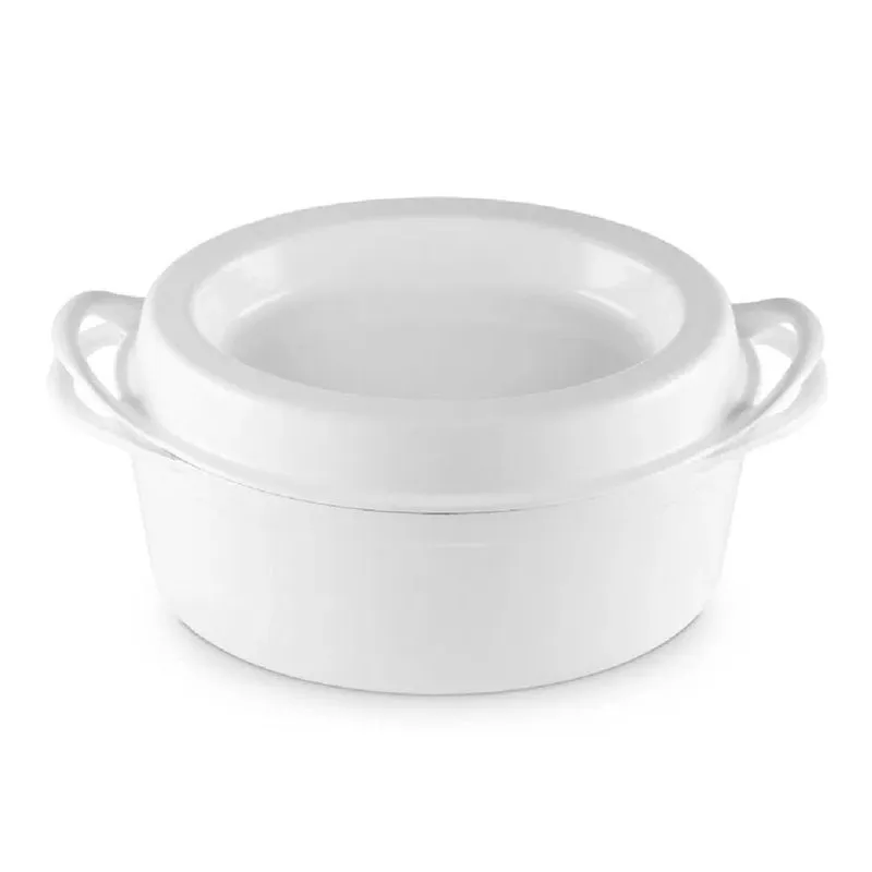 PANELA DOUFEU LE CREUSET TRADITION OVAL 32CM EM FERRO FUNDIDO BRANCO 25084320101460