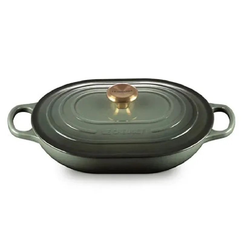 PANELA OBLONG LE CREUSET SIGNATURE 31CM PUXADOR DOURADO EM FERRO FUNDIDO THYME 21112311734441