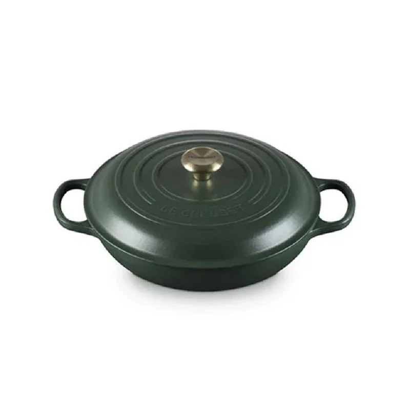 CACAROLA BUFFET LE CREUSET SIGNATURE 30CM COM PUXADOR DOURADO EM FERRO FUNDIDO FORÊT 21180300984450
