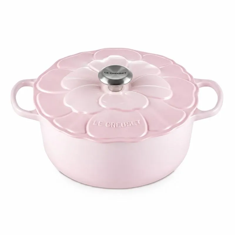 PANELA REDONDA LE CREUSET SIGNATURE PETAL 26CM EM FERRO FUNDIDO SHELL PINK 21961267774430