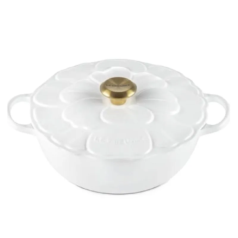 PANELA MARMITA LE CREUSET SIGNATURE PETAL 26CM EM FERRO FUNDIDO BRANCO 21962260101441