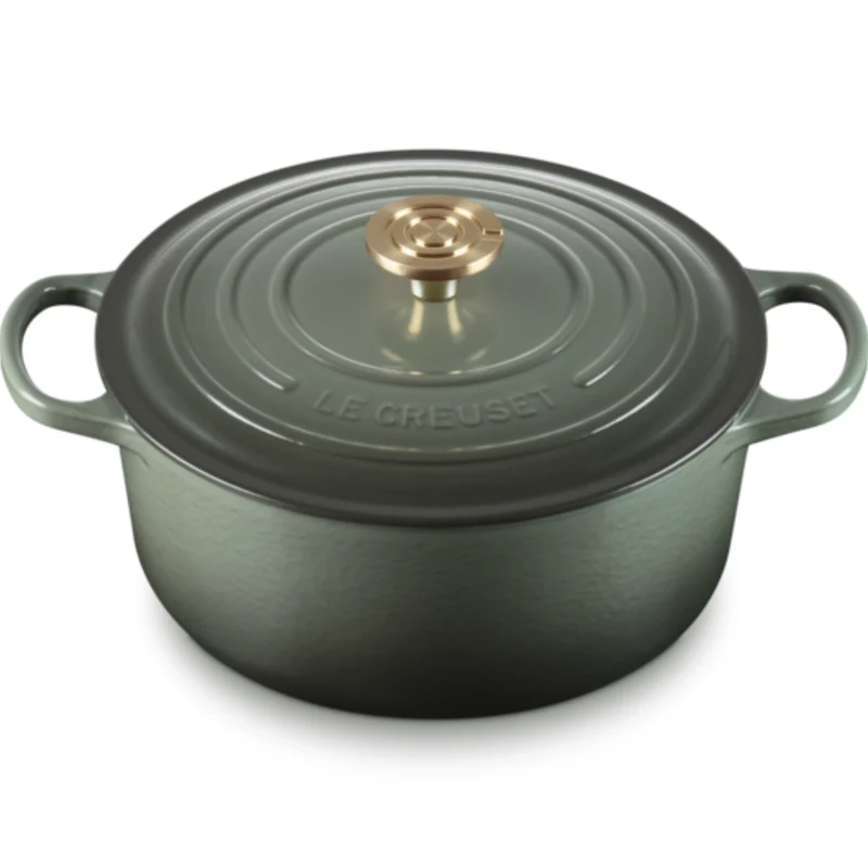 Panela Le Creuset Redonda Signature Thyme com Pegador Light Gold 3,3L 22cm