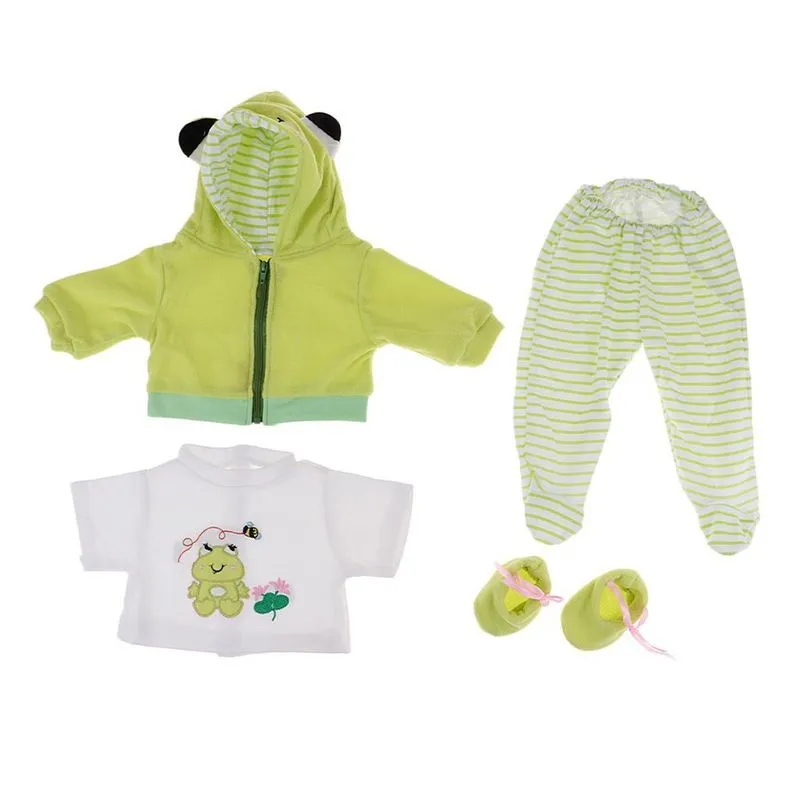 Roupas De Impressão Bonito Terno Verde Para 22-23inch Boneca Reborn