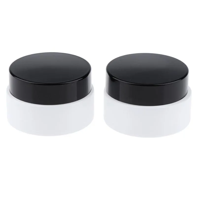 2 Pçs Recipiente De Maquiagem De Vidro Vazio Frasco De Creme Facial