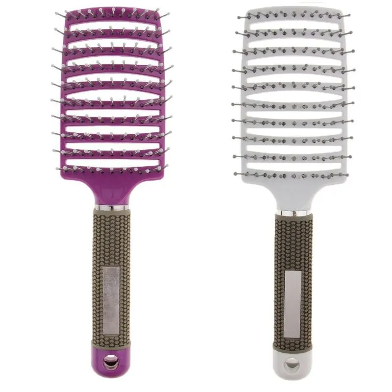 2 Pçs Escova De Cabelo Ventilada Curva Grande Para Desembaraçar A Secagem