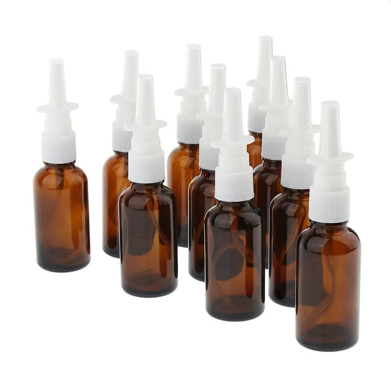 10 Peças 30ml Vidro Vazio Frasco Spray Nasal Névoa Fina