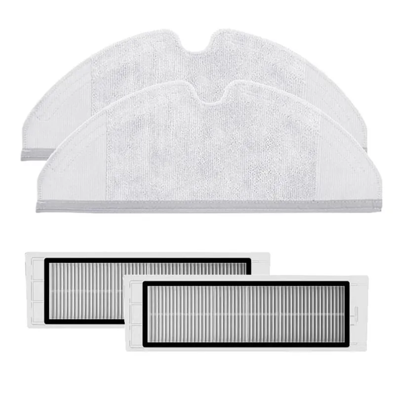 2 Peças De Esfregão + 2 Peças De Filtro Hepa Para Robô Roborock