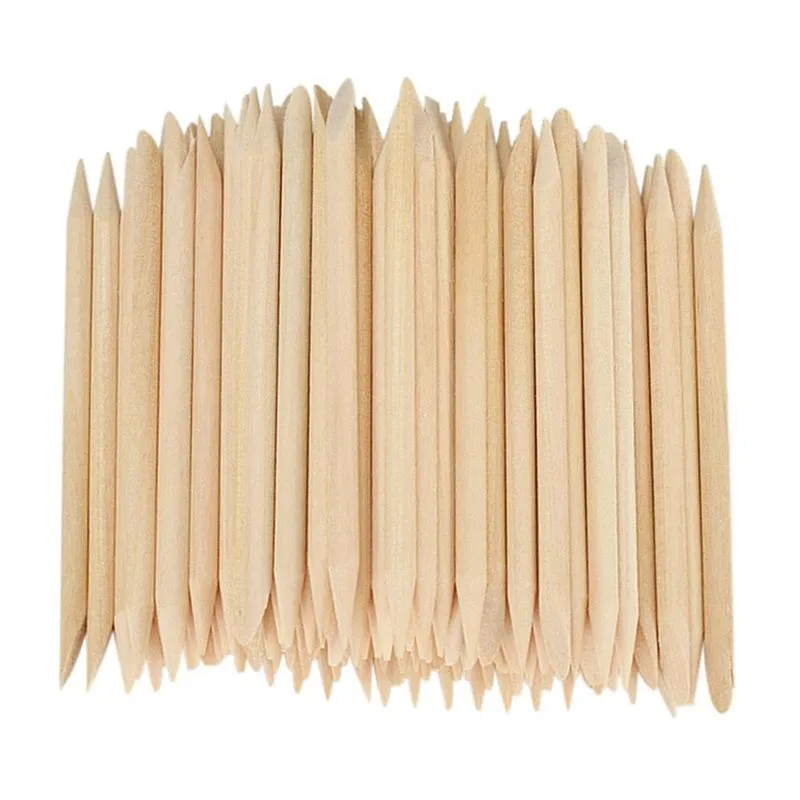 100 Peças De Madeira Varas Cutícula Empurrador Removedor Manicure Pedicure