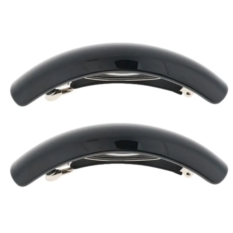 2 Peças Femininas Francês Automático Grande Cabelo Barrette Rabo De Cavalo
