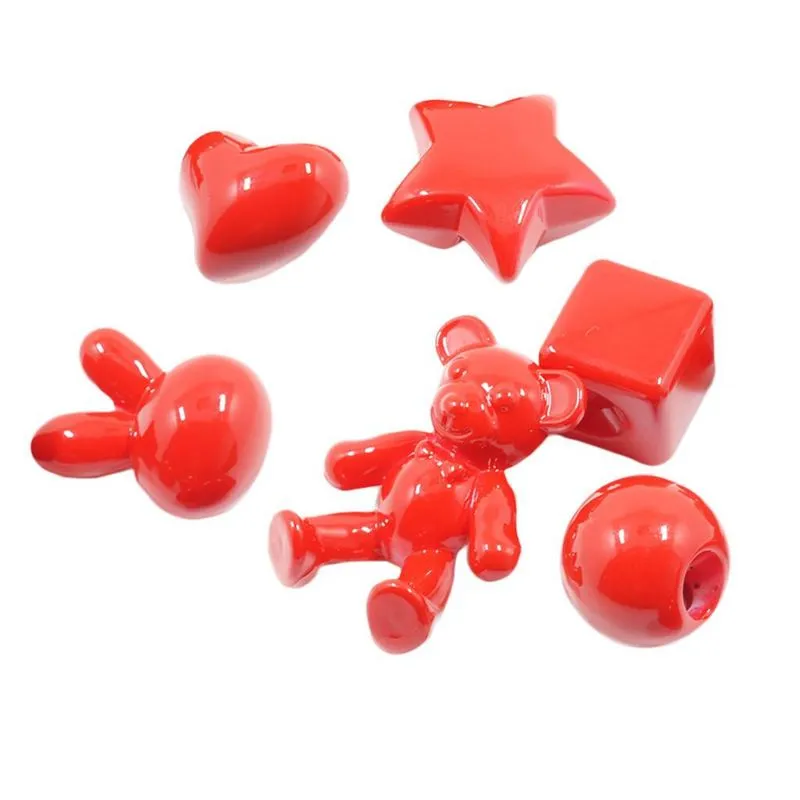 6x Contas De Extremidade De Corda De Cabelo Dos Desenhos Animados Contas De Decoração Espaçadoras Soltas Para