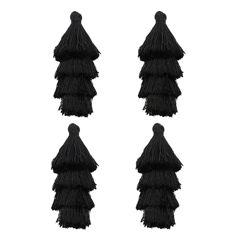 2 Pares 4 Camadas De Enfeites De Borla Boêmia Artesanato Diy